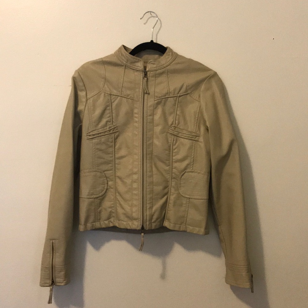 Beige Leather Jacket